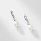 BOHEME LARGE PEARL AND CZ DROP EARRINGS gold