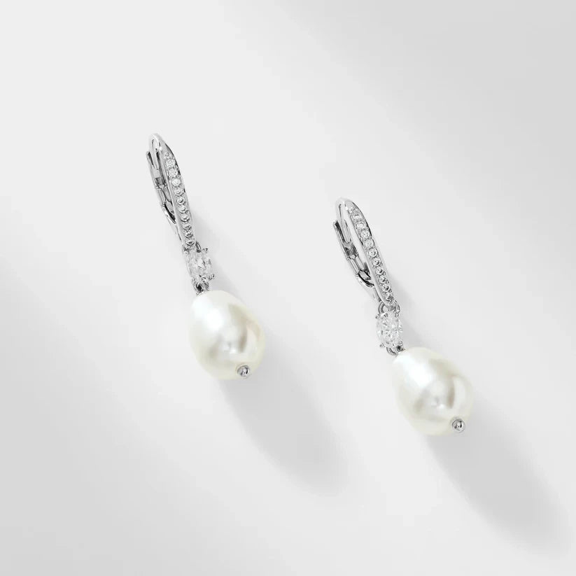 BOHEME LARGE PEARL AND CZ DROP EARRINGS gold