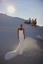 Coral dress and overskirt