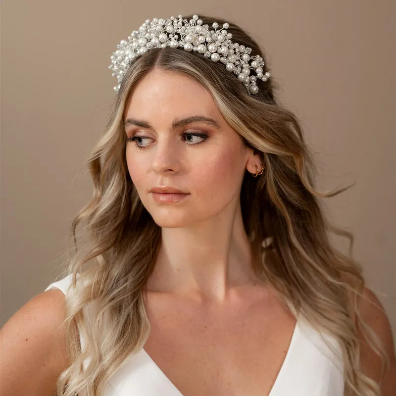 Mira Lrg Pearl & Crystal Tiara