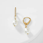 BOHEME LARGE PEARL AND CZ DROP EARRINGS gold