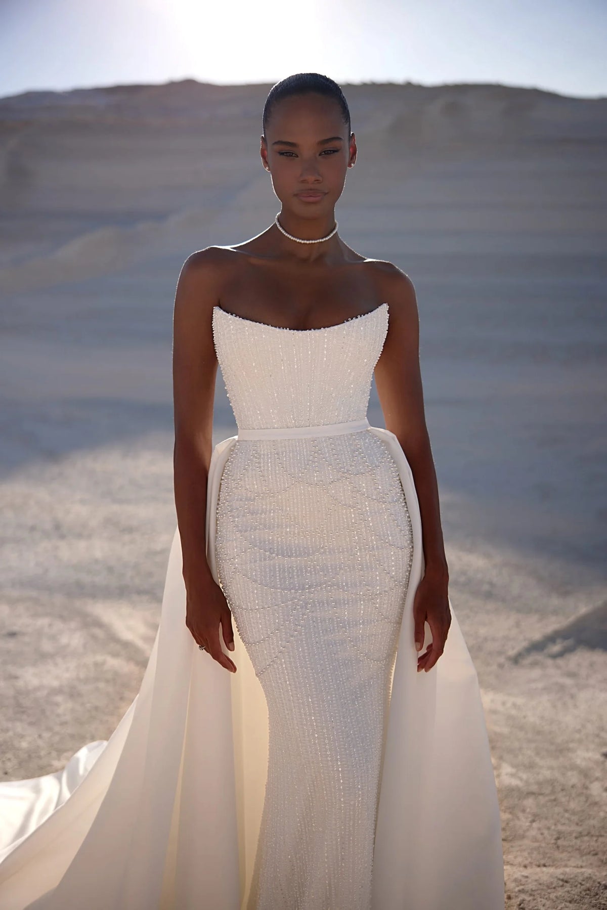 Coral dress and overskirt