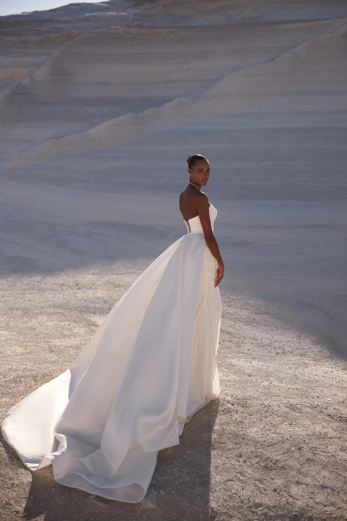 Coral dress and overskirt