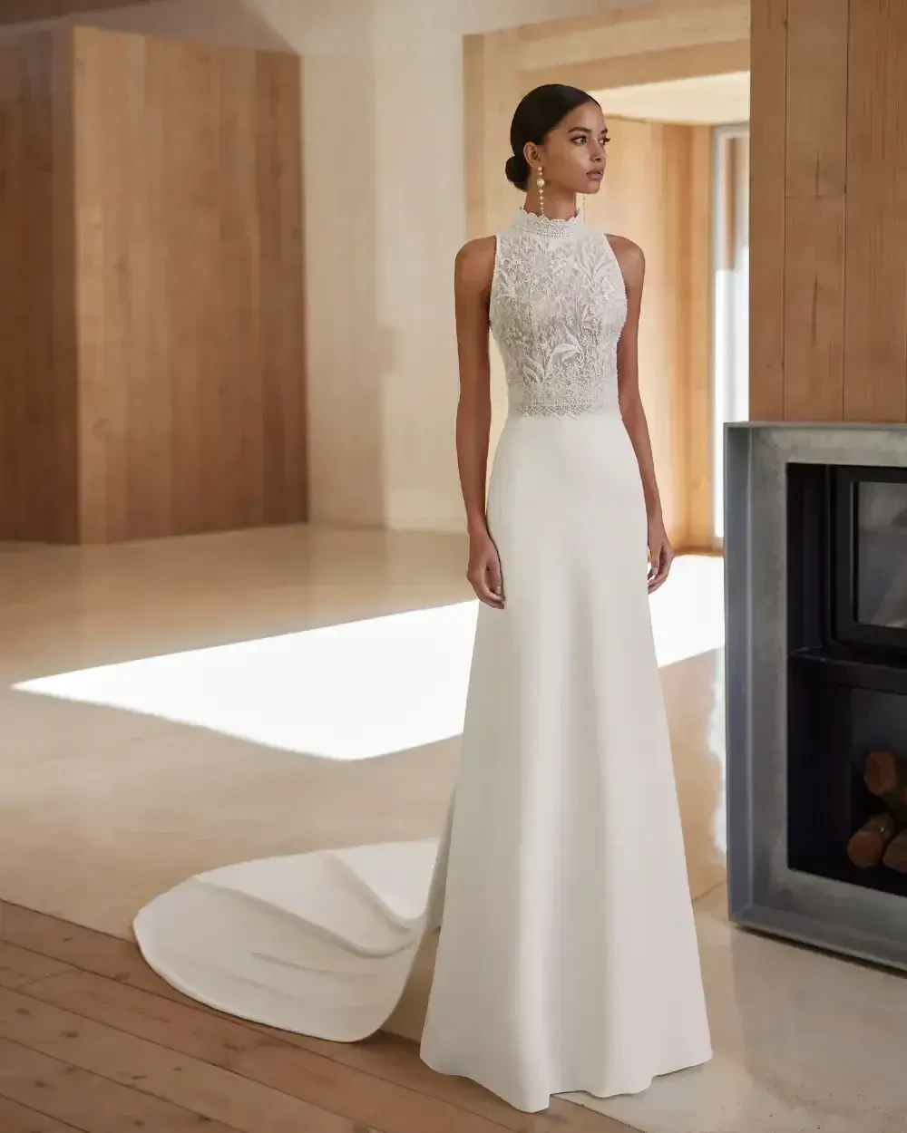 Сouple wearing a white gown and a black suit