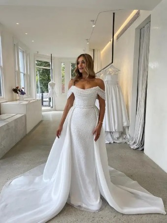 Mariana Hardwick Style #Alessia Beaded Overskirt #0 Ivory thumbnail