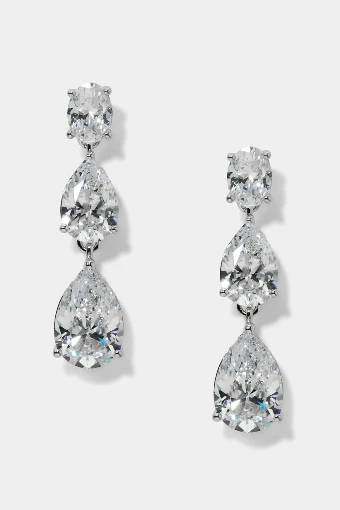 Nadri Style #CHLOE PEAR DROP EARRINGS Silver #0 Silver thumbnail