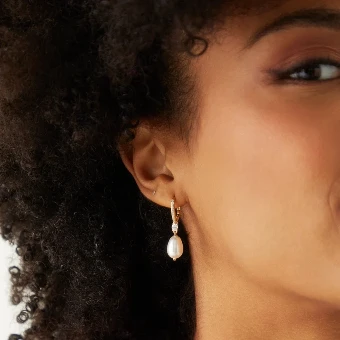 Nadri Style #BOHEME LARGE PEARL AND CZ DROP EARRINGS #2 Silver thumbnail