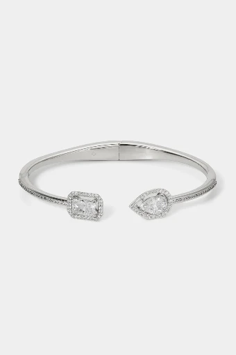 Nadri Style #RADIANT CZ HALO HINGED BRACELET Silver #0 Silver thumbnail