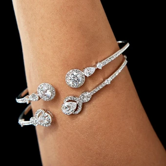 Nadri Style #CZ HINGE BRACELET #1 Rhodium thumbnail