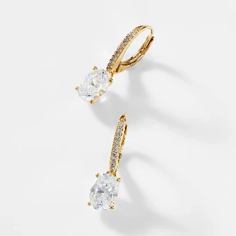 Nadri Style #MODERN LOVE OVAL CZ DROP EARRINGS #0 Gold thumbnail